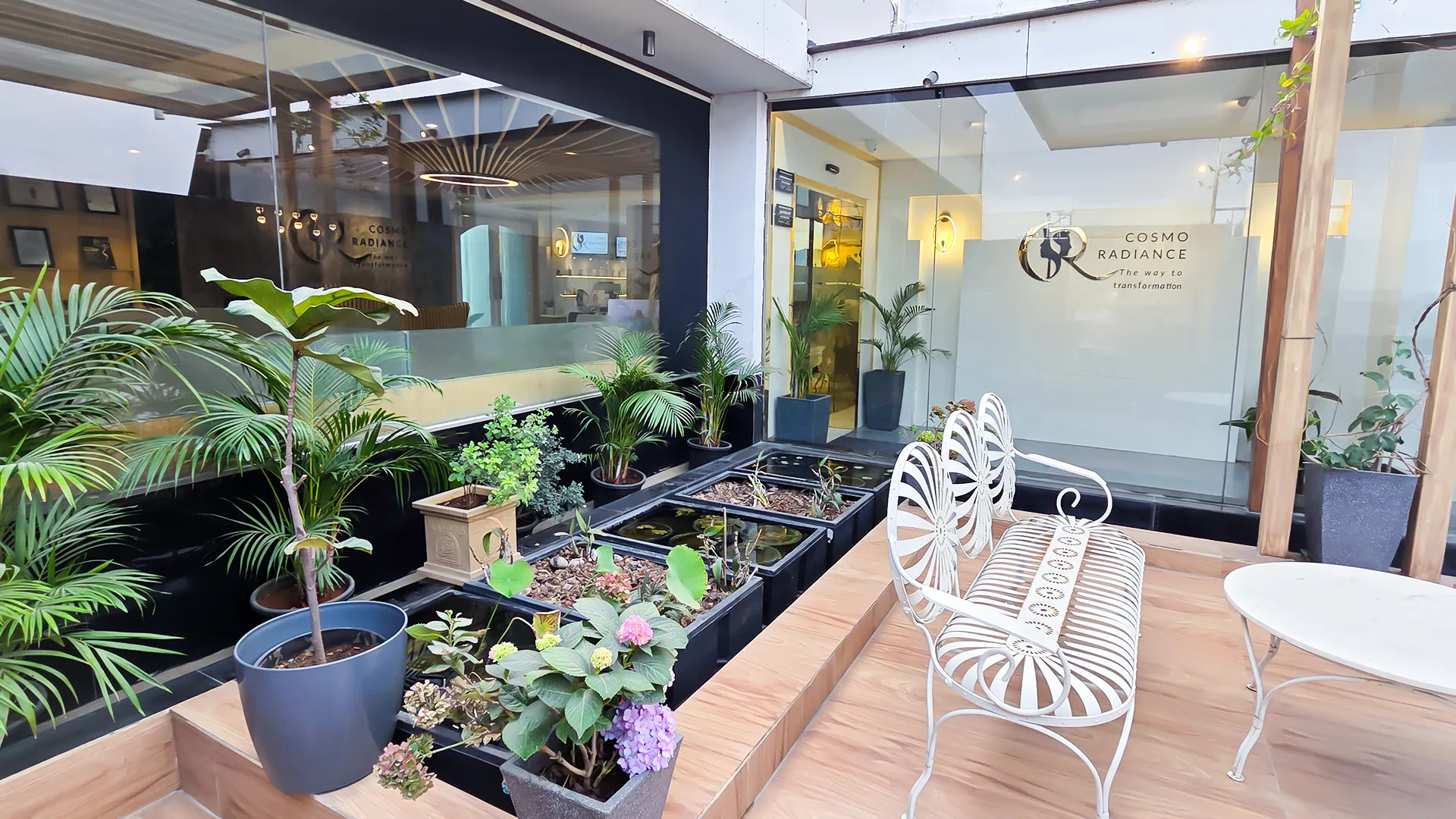 Cosmo Radiance Clinic Entrance and Landscaped Patient Lounge