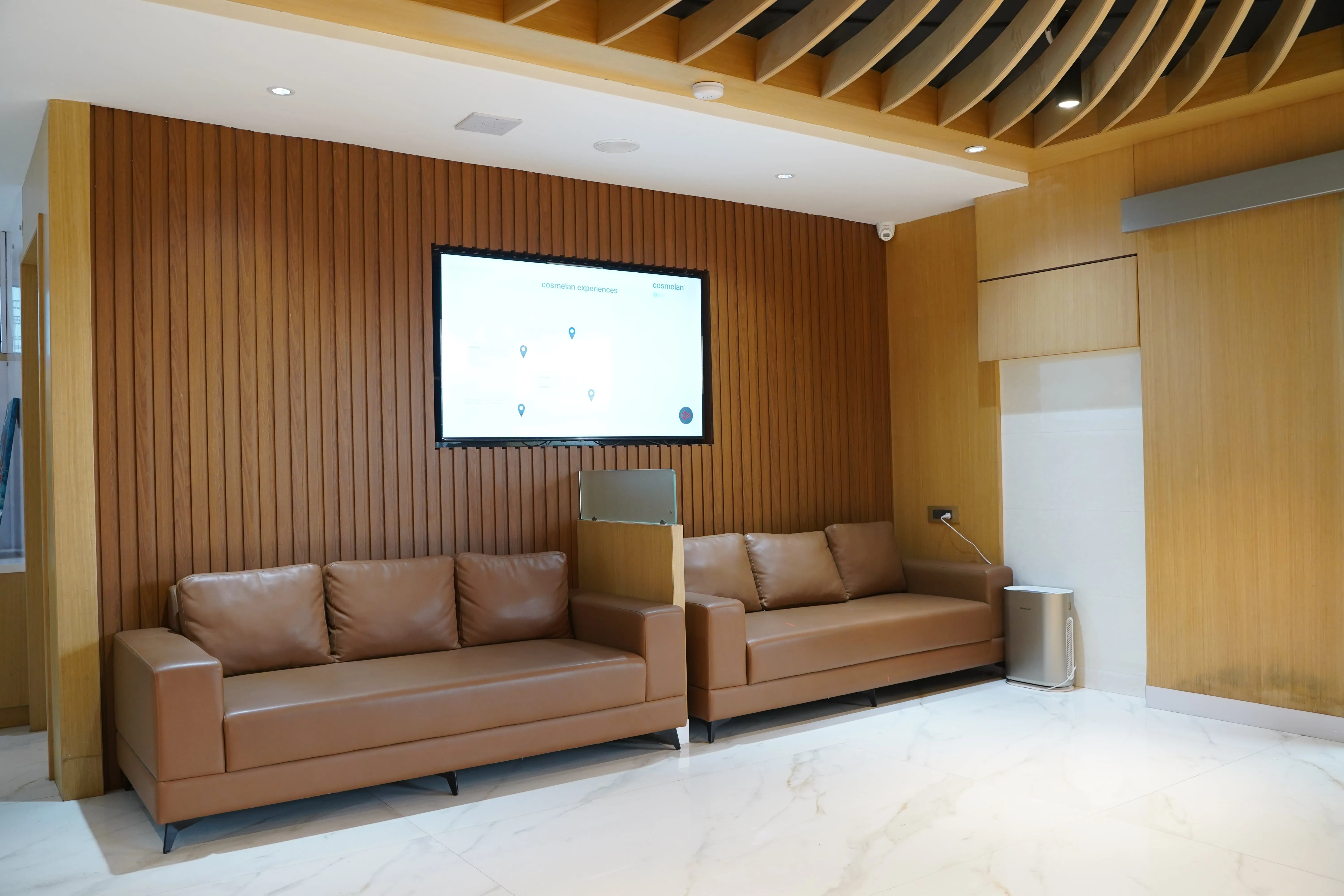 Luxury Waiting Lounge with Industrial Air Purifiers and Fresh Air Ventilation